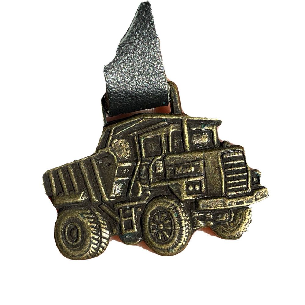 Vintage Mack Trucks Pocket Watch Key Fob Brass